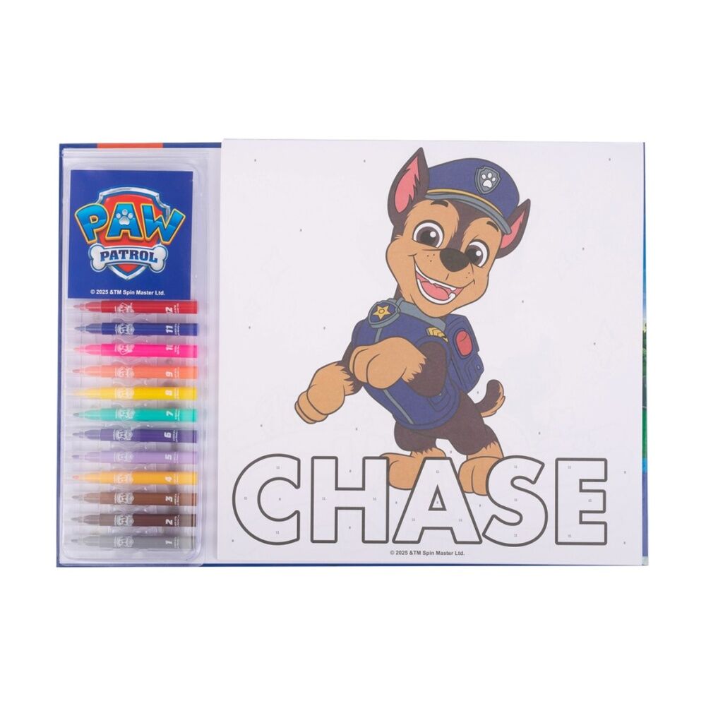 Paw Patrol Colour by Numbers Kids Art Kit w/12 Marker 30 Colouring Pages 3y+ (2 Pack)