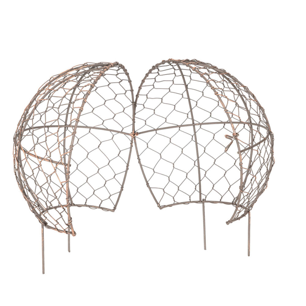 A.Fresco Small Wire Mesh Metal Ball Topiary Plant Frame 16x15cm Rust Copper