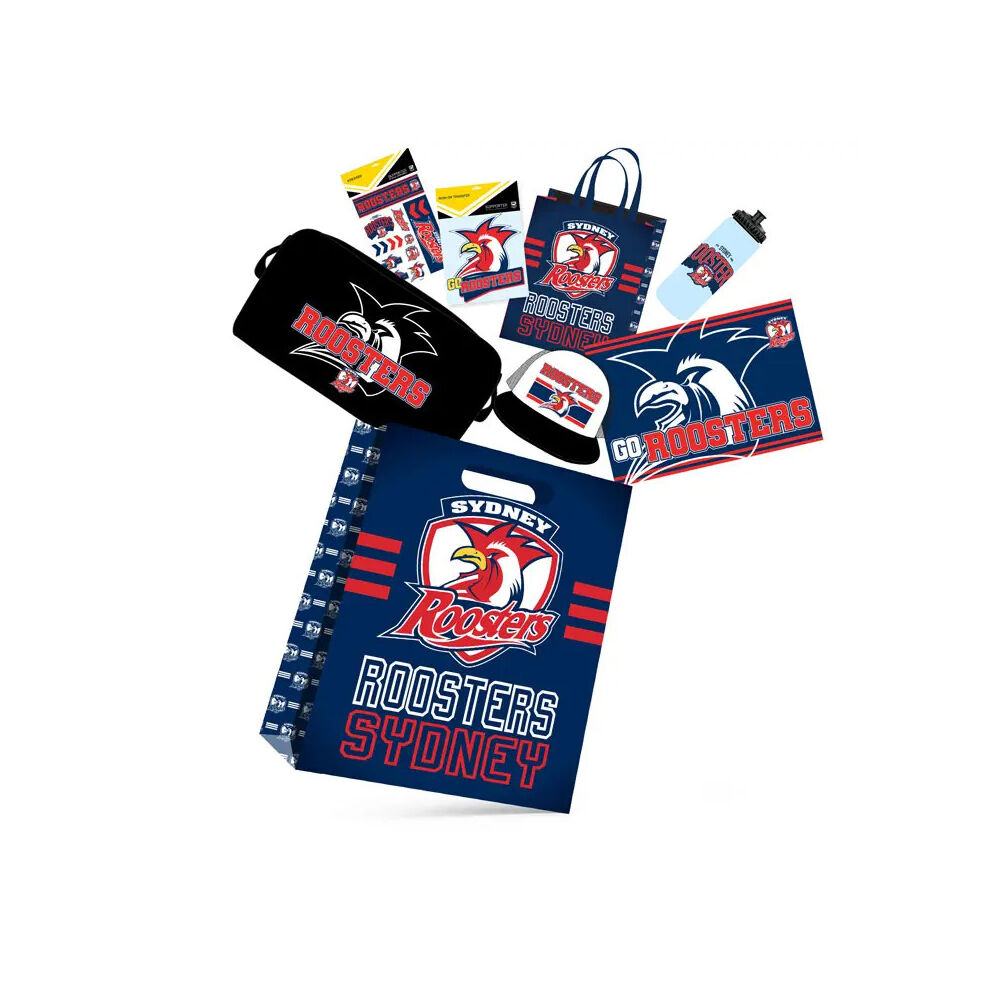 NRL Sydney Roosters Showbag with Drink Bottle, Duffle Bag, and Cap - 8y+.