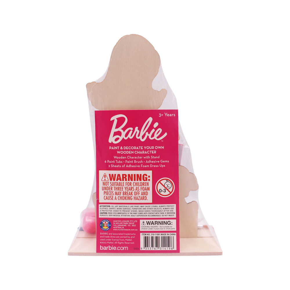 Barbie Art Craft Kit 3y+ Paint & Decorate Your Own Wooden Character Kids — image 2