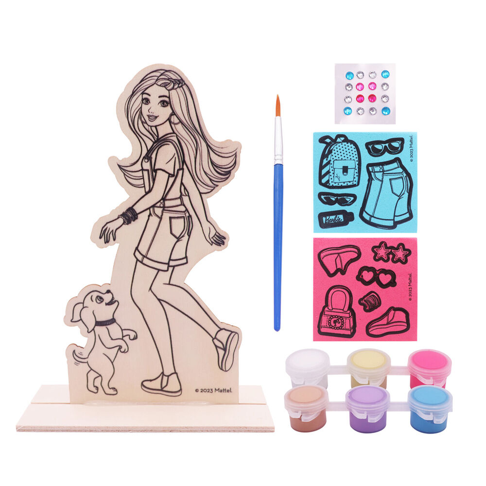 Barbie Art Craft Kit 3y+ Paint & Decorate Your Own Wooden Character Kids — image 3
