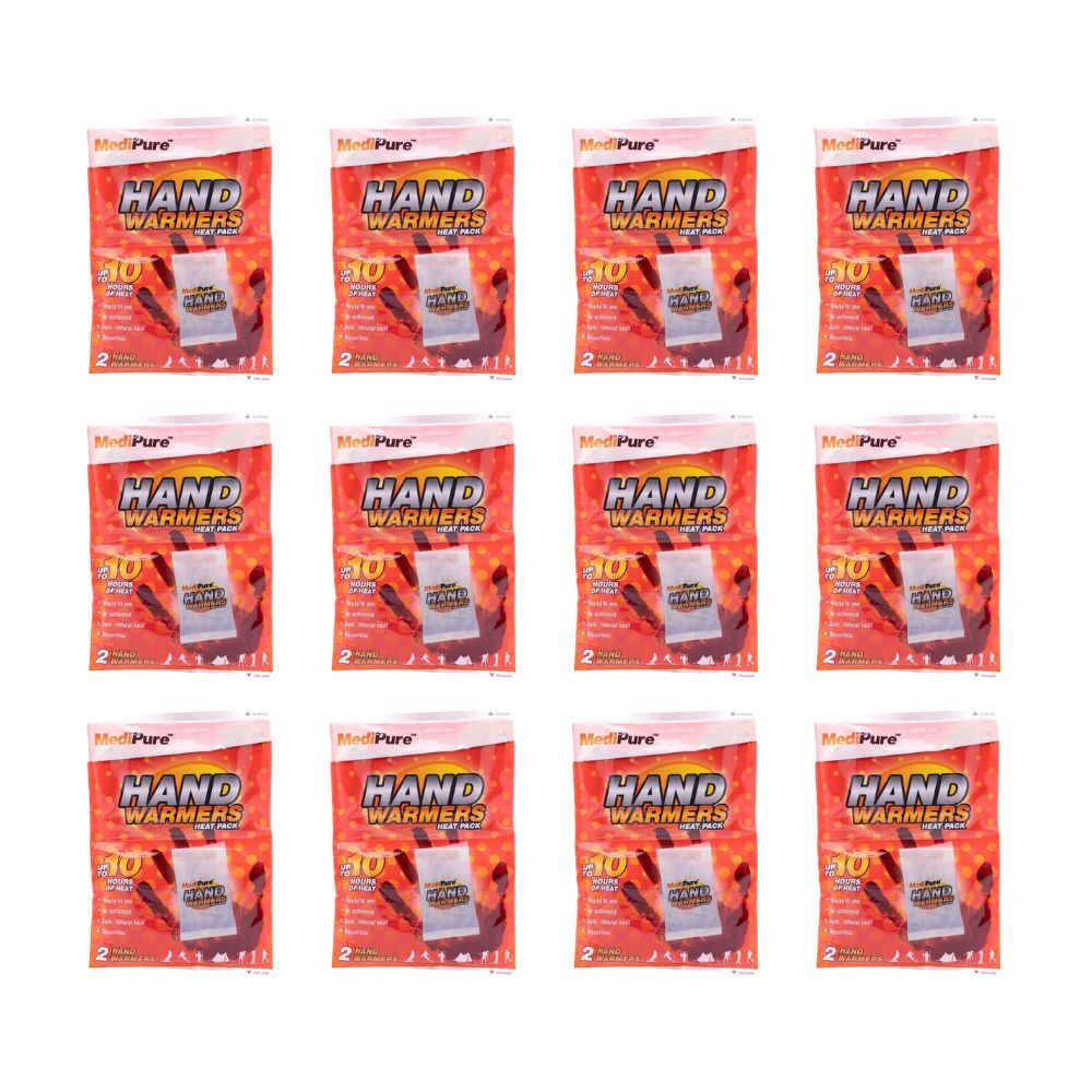 Medipure 12x 2pc Hand Warmers Heat Pack Up To 10 Hours Air Activated Odourless