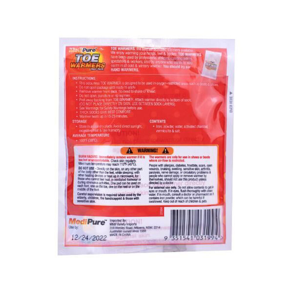 Medipure 24x 2pc Ultra Thin Toe Warmers Heat Pack Up To 8hrs Air Activated With Adhesive — image 5