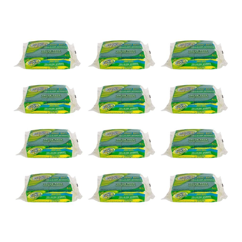Fresh Start 12x 4pc Heavy Duty Cellulose Dishwashing Sponge Scourer Value