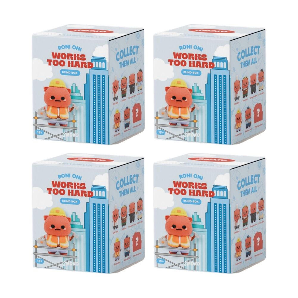 Smoko Roni Oni Works Too Hard Blind Box Toy Collectable Figure 15Y+ Assorted (4 Pack)