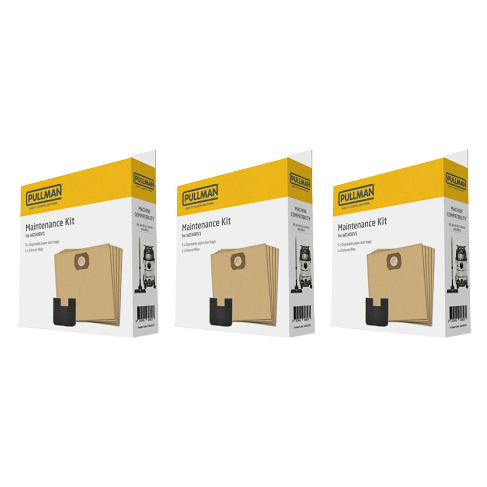 Pullman 30L 32mm Wet & Dry Maintenance Kit w/Dust Bags/Filter Replacement (3 Pack)