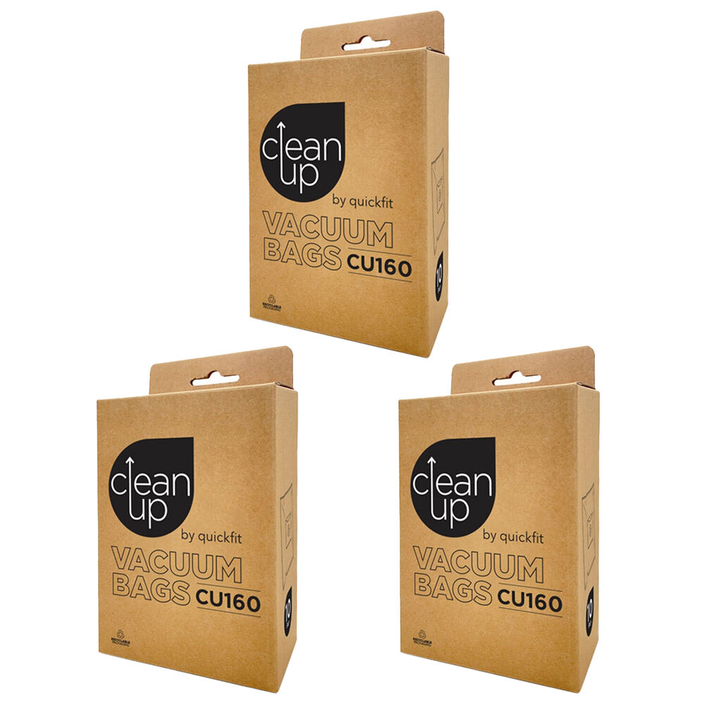 Cleanup 10pc CleanUp CU160 Replacement Vacuum Bags for Peak Performance Durable (3 Pack)