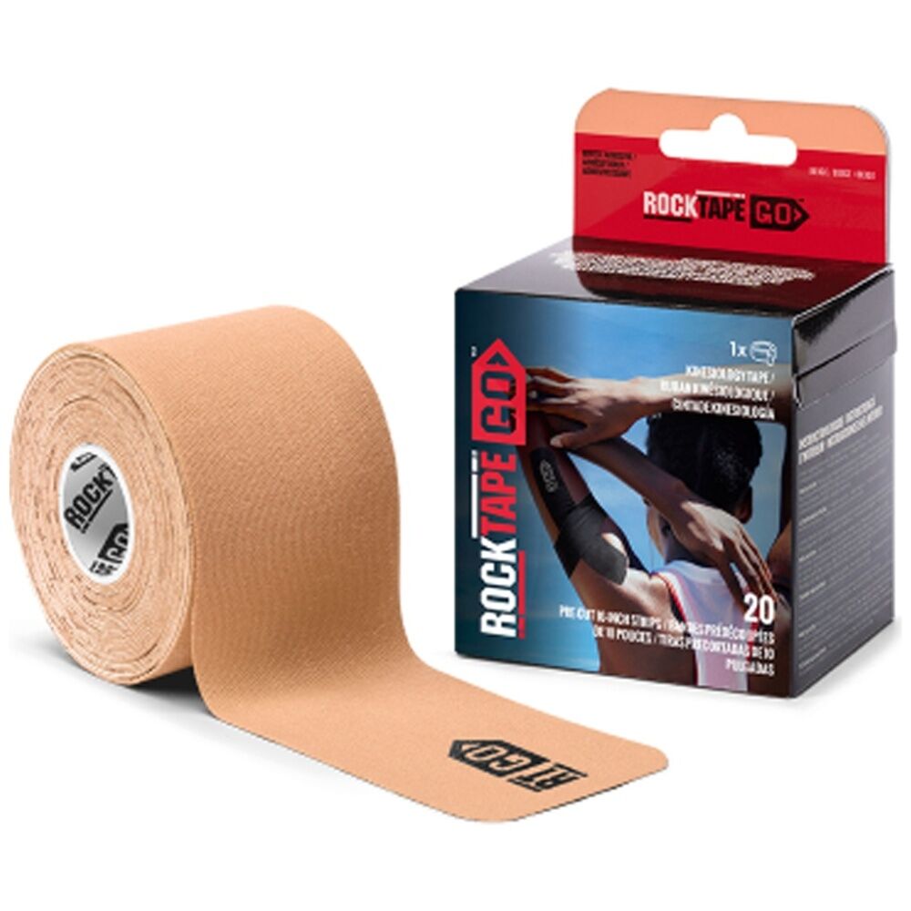 Rocktape Go Precut Kinesiology Sports Stretchy Tape Strips (20 Pieces) — Beige