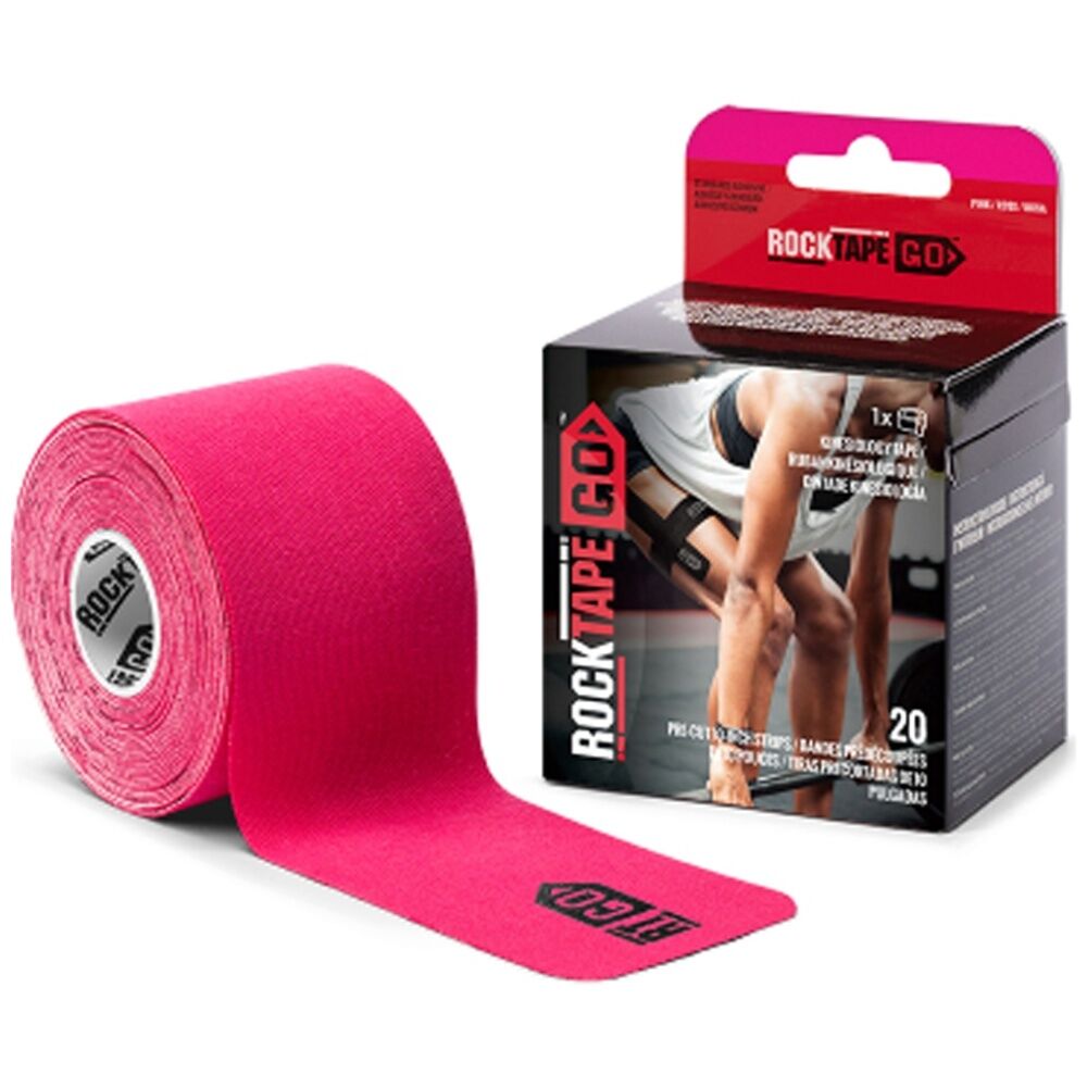Rocktape Go Precut Kinesiology Sports Stretchy Tape Strips (20 Pieces) — Pink