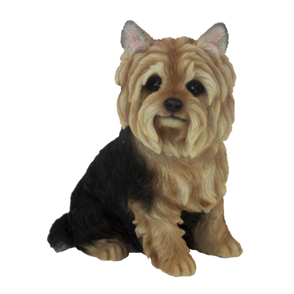 Esschert Design Sitting Yorkshire Terrier Statue Garden Ornament Brown Black
