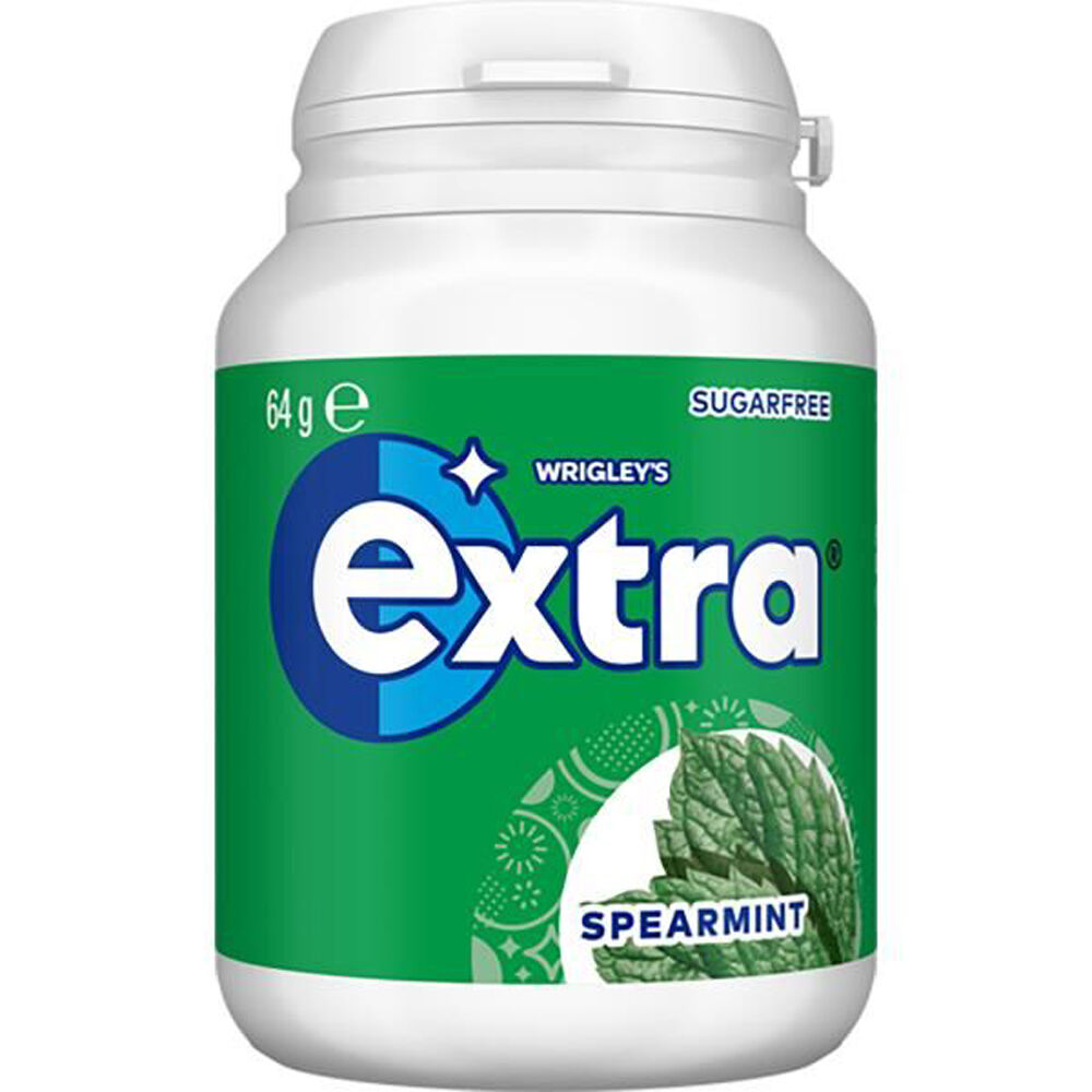 Extra 64g Bottle Confectionery Sugarfree Chewing Gum w/ Spearmint Flavour