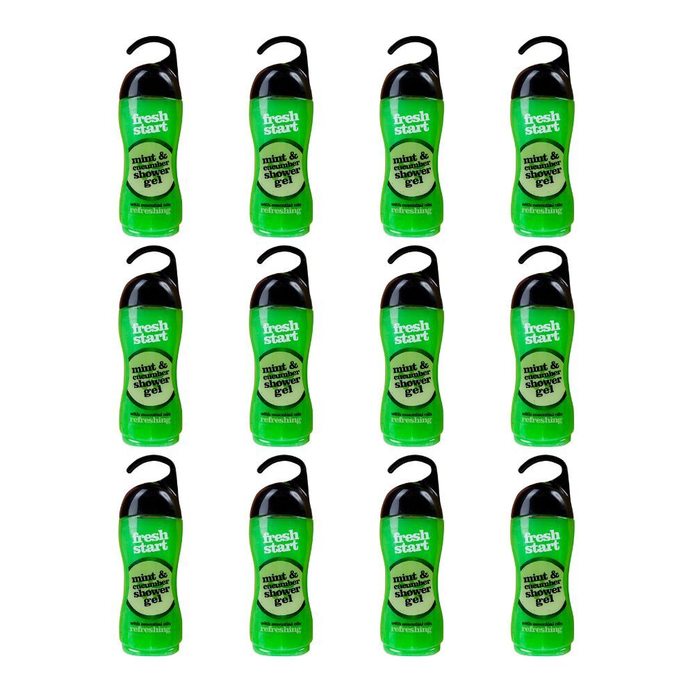 Fresh Start Shower Gel Body Wash w/ Mint & Cucumber Scent 400ml Green (12 Pack)