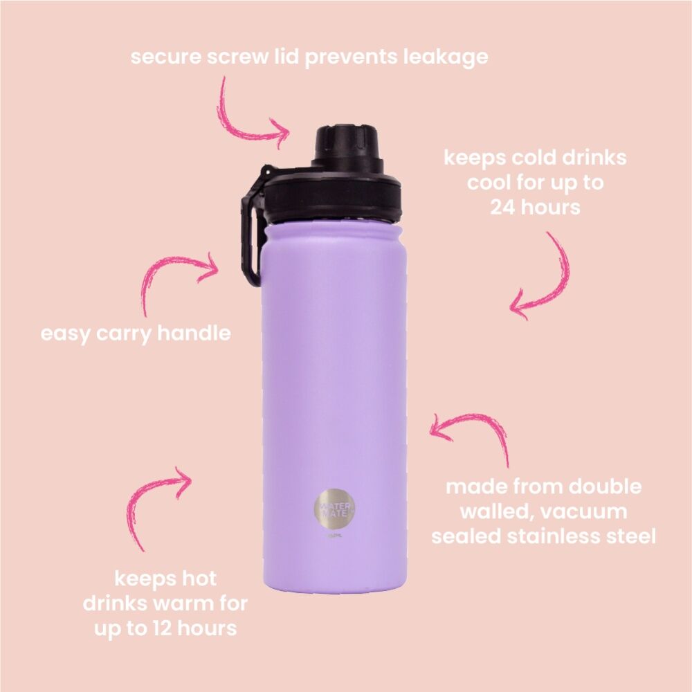 Annabel Trends Watermate 550ml Stainless Steel Bottle Tumbler Pink Banksia (2 Pack) — image 4