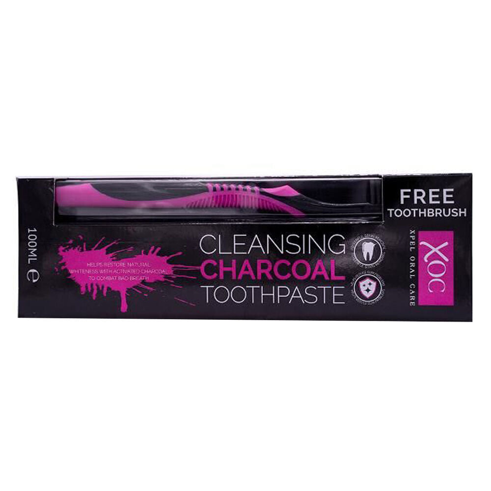 Xoc Cleansing Charcoal Toothpaste w/ Toothbrush 100ml Travel Oral Care (12 Pack) — image 2