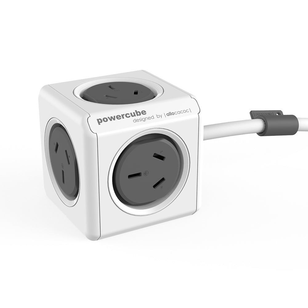 Allocacoc PowerCube 5 Socket Mountable Power Board w/3m Extension Cord 240V Surge Grey (2 Pack) — image 2