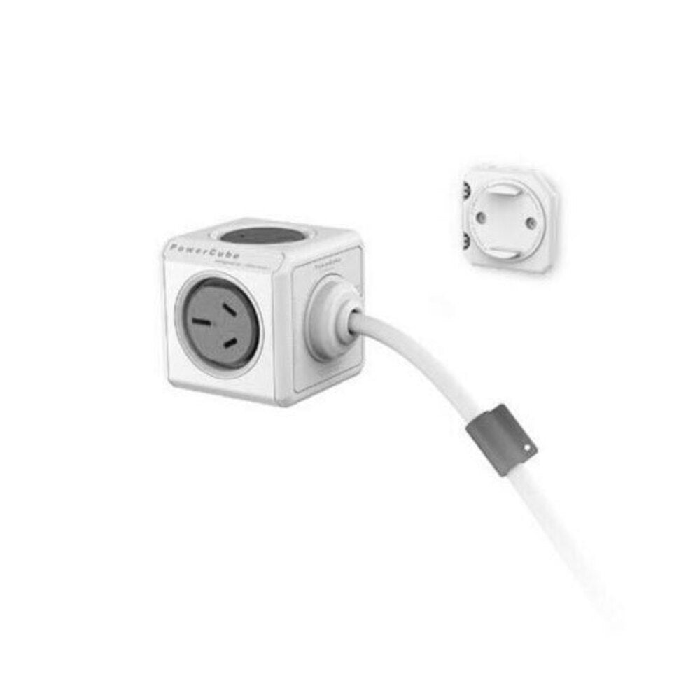 Allocacoc PowerCube 5 Socket Mountable Power Board w/3m Extension Cord 240V Surge Grey (2 Pack) — image 4