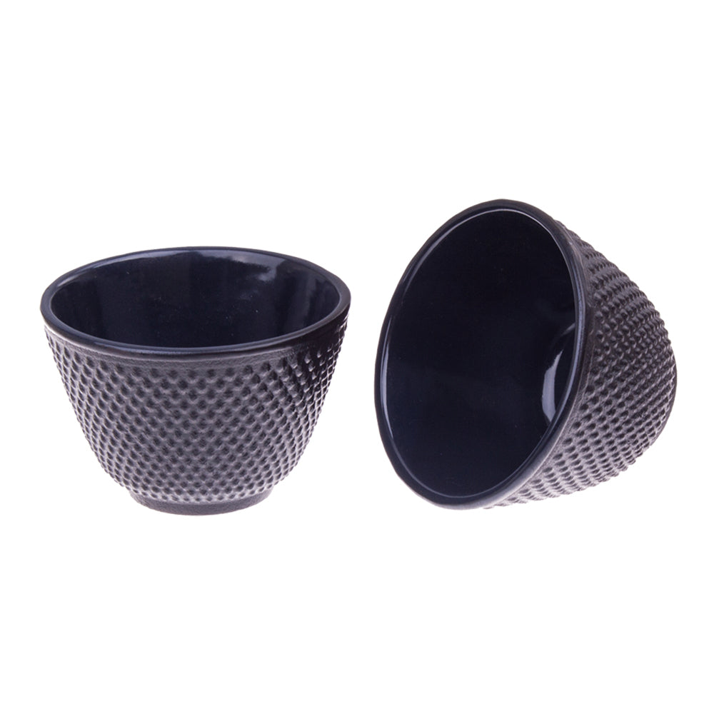 4088bk-2pc-teaology-cast-iron-tea-cup-fine-hobnail-120ml-black