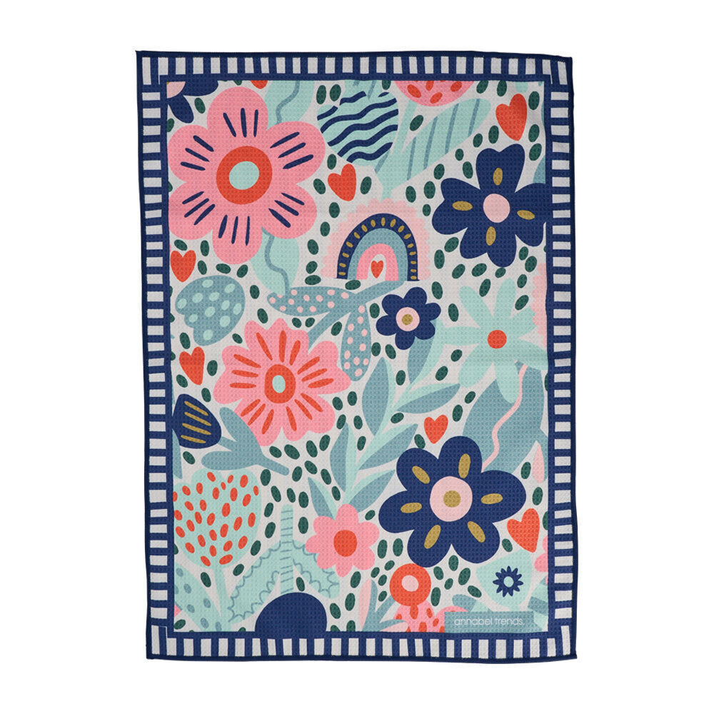 Annabel Trends Waffle Microfibre Tea Towel Rectangular 50x70cm Garden Love (2 Pack) — image 2