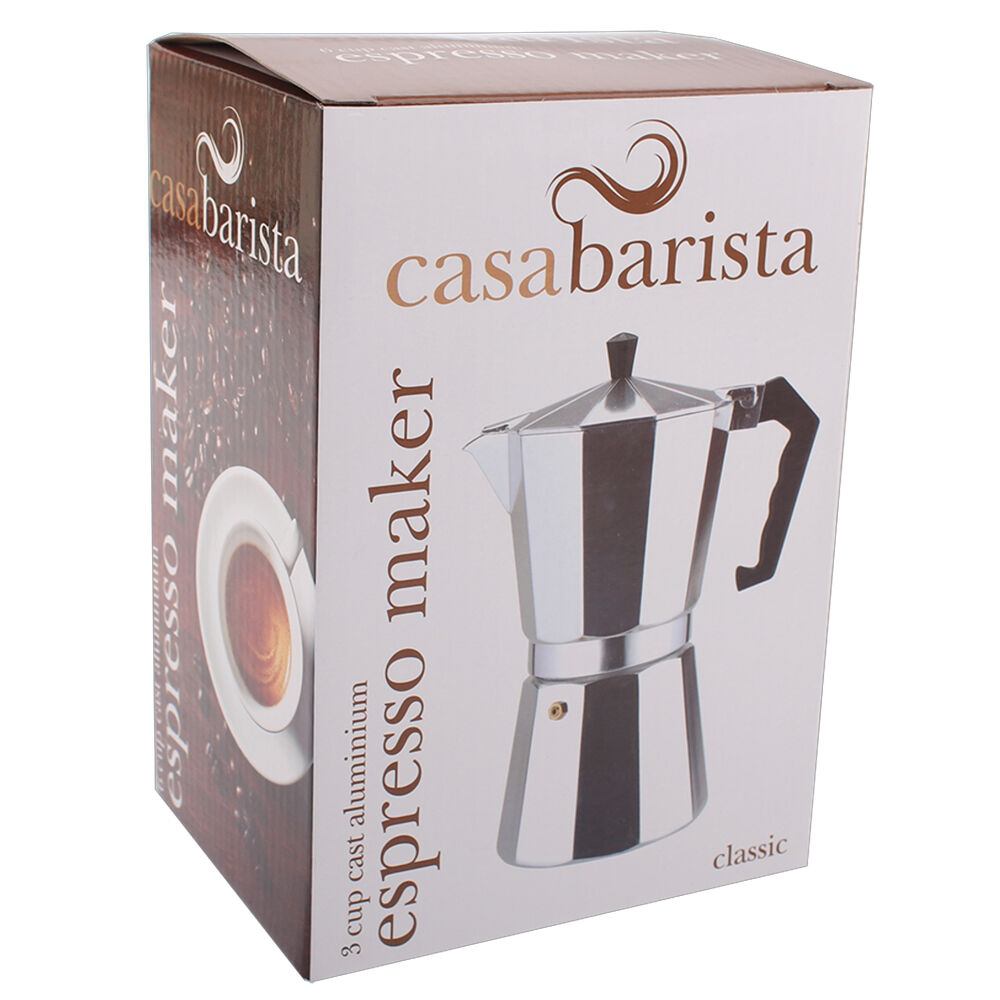 Casabarista Moka Pot Silver Classic Aluminium 3 Cups Espresso Coffee Maker — image 3