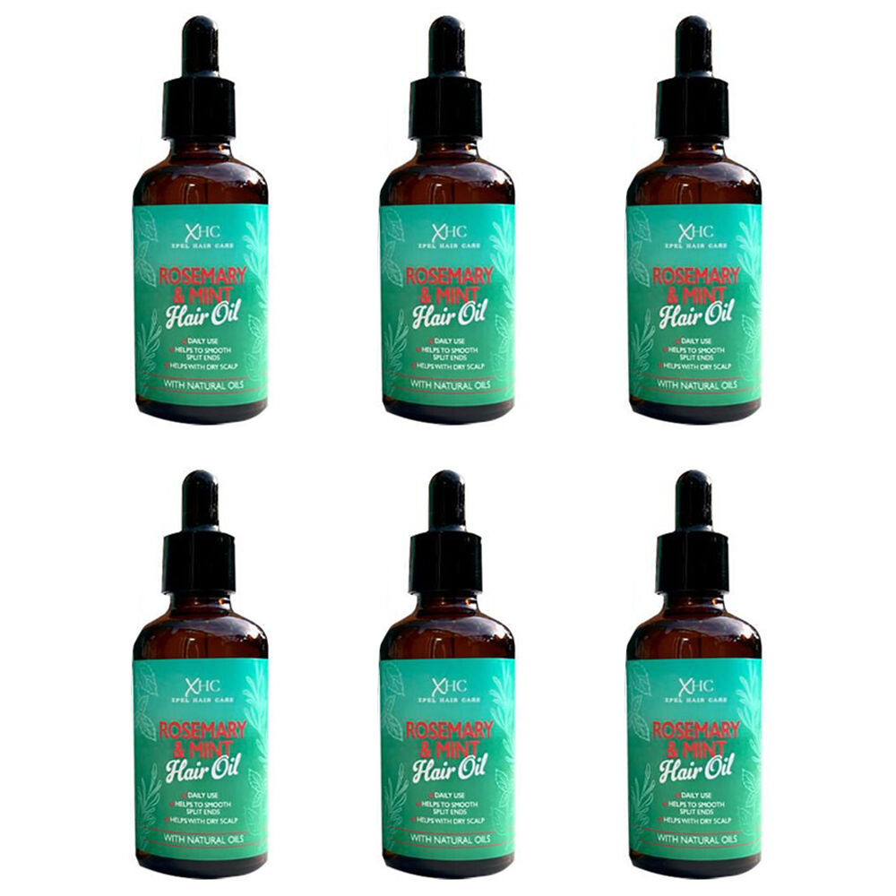 XHC Rosemary & Mint Hair Oil Treatment For Dry Scalp Split Ends Repair 60ml (6 Pack)