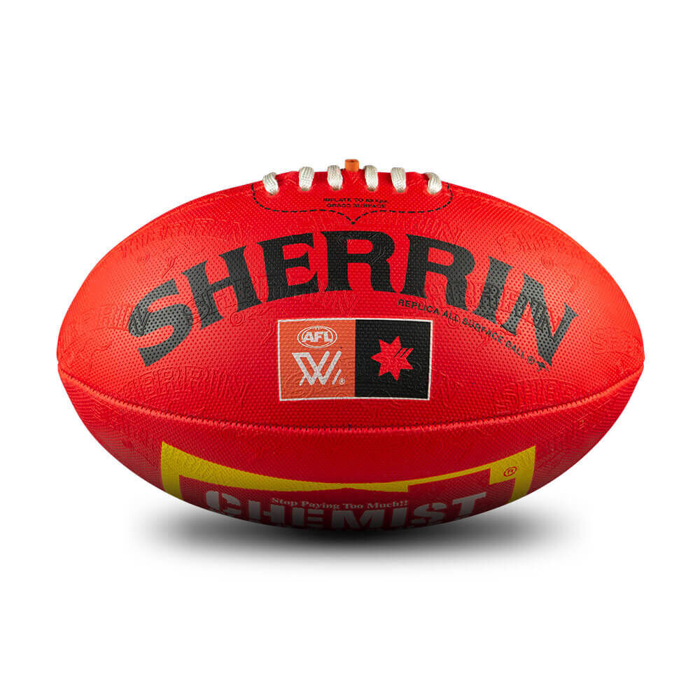 Sherrin AFLW Replica All Surface Synthetic Rubber Football Size 4 Red (2 Pack) — image 2