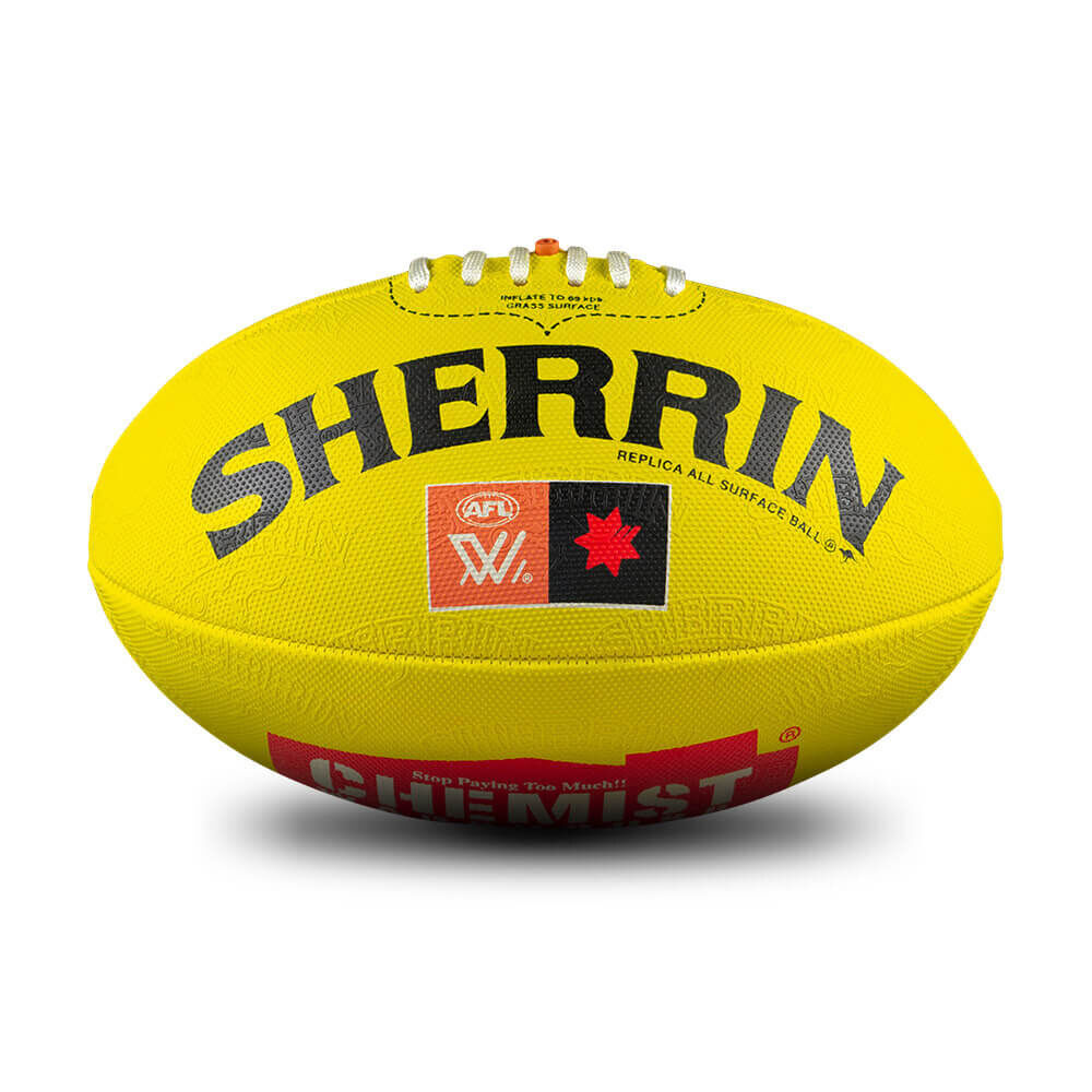 Sherrin AFLW Replica All Surface Synthetic Rubber Football Size 4 Yellow (2 Pack) — image 2