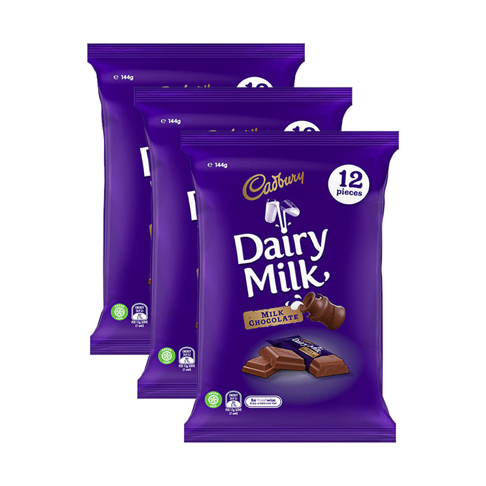 Cadbury 144g Dairy Milk Chocolate Sharepack Choco Sweet Treats Snacks Block (36 Pieces)