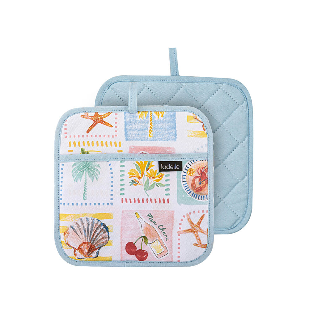 Ladelle Capri Pot Holder Heat Resistant Non-Slip Kitchen Hot Pad (2 Pieces)