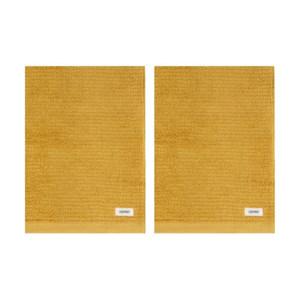 Esprit 800GSM Porto Cotton Ribbed Bathroom Bath Mat 50x80cm Honey Yellow (2 Pack)