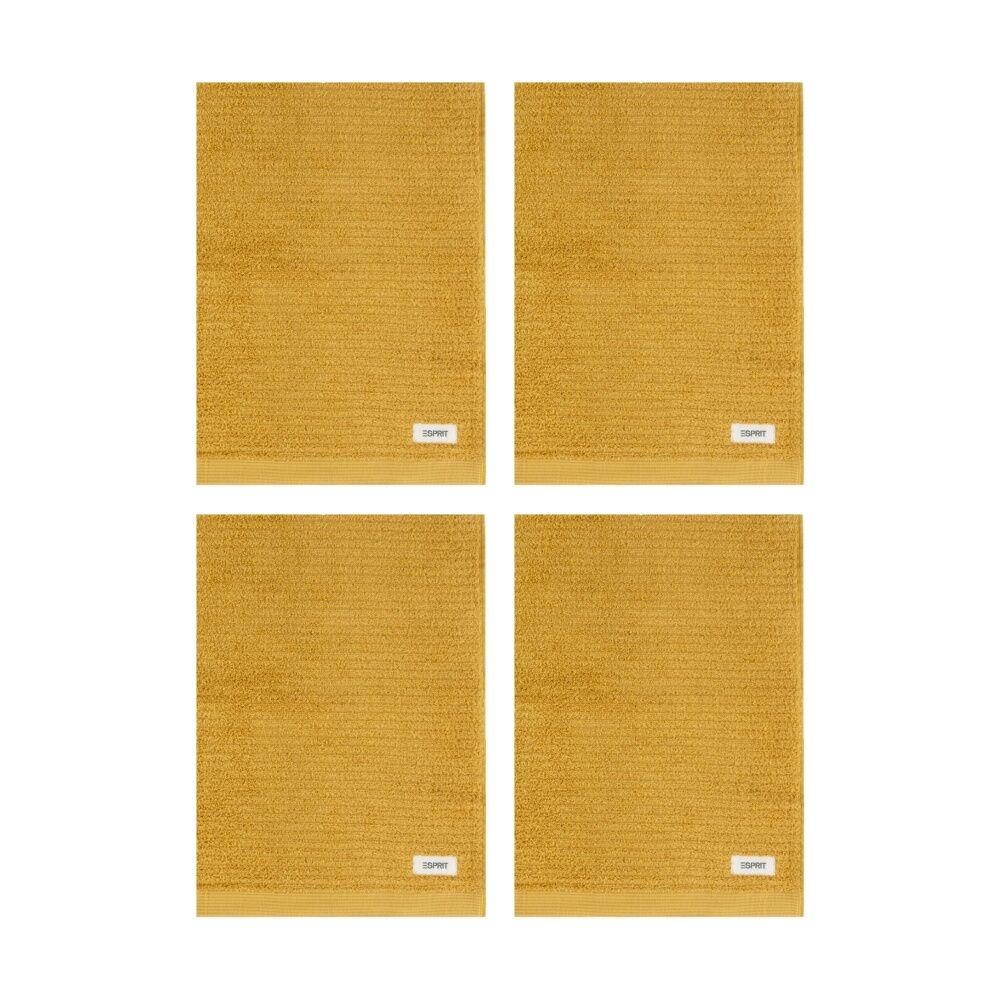 Esprit 800GSM Porto Cotton Ribbed Bathroom Bath Mat 50x80cm Honey Yellow (4 Pack)