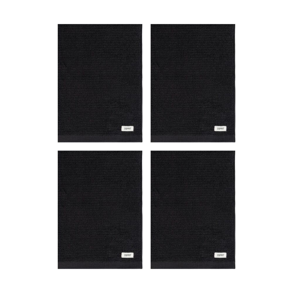 Esprit 800GSM Porto Cotton Ribbed Bathroom Bath Mat 50x80cm Onyx Black (4 Pack)