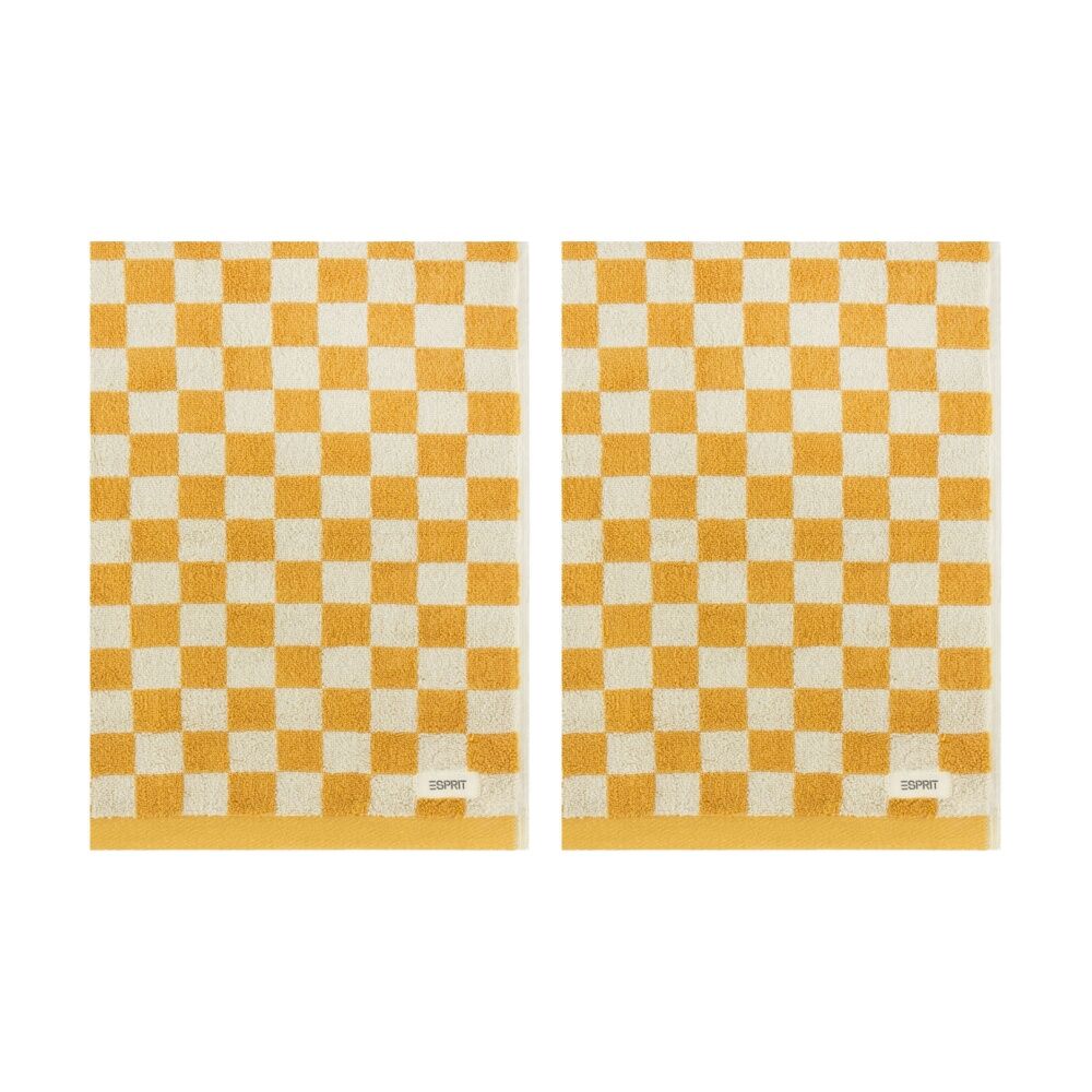 Esprit 550GSM Zenith Bathroom Cotton Bath Sheet Checkered Honey Yellow (2 Pack)