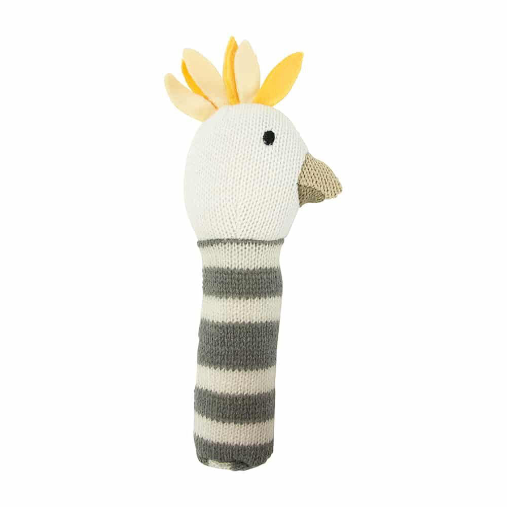 Annabel Trends 18.5cm Cockatoo Baby Hand Rattle Knit Sensory Play Toy