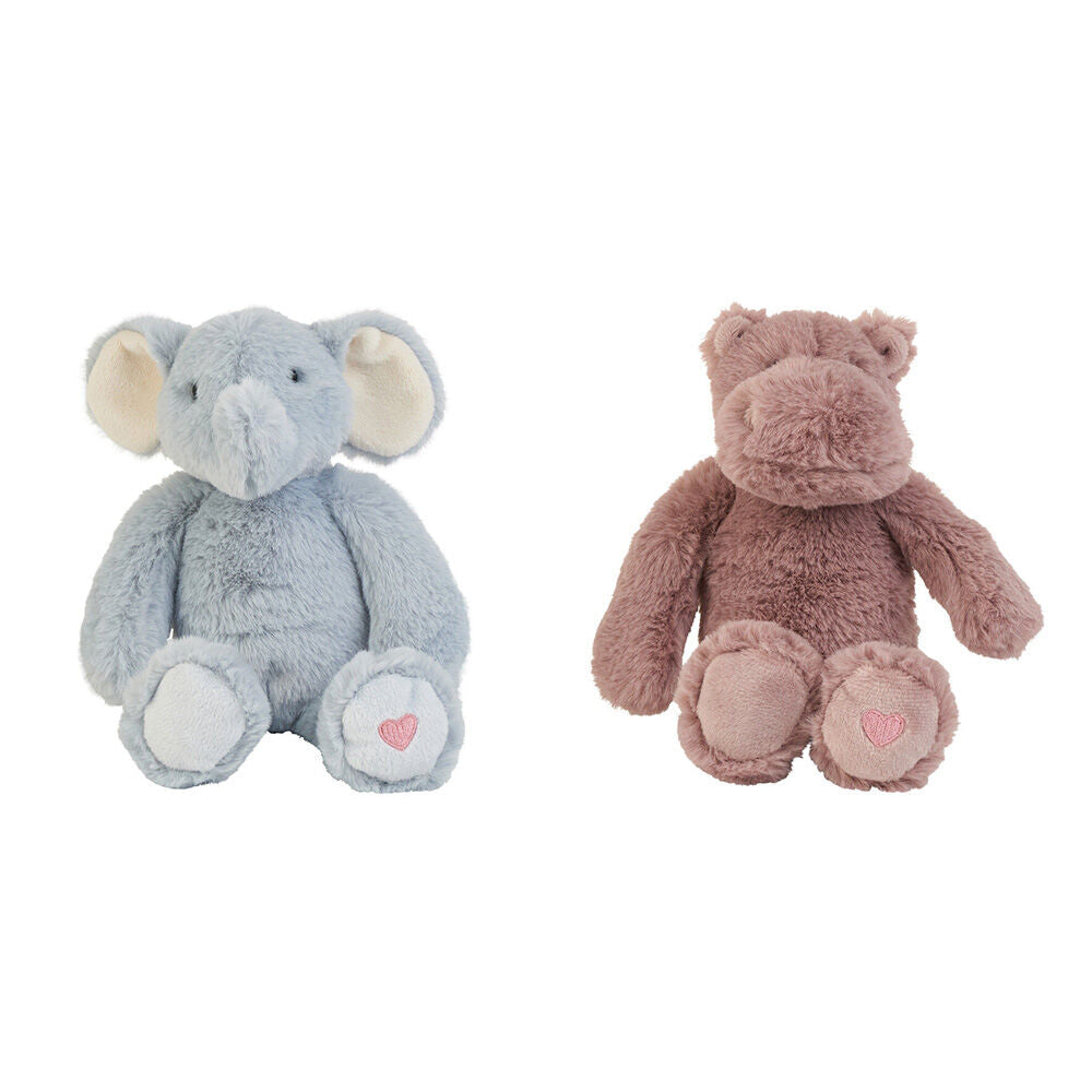 Annabel Trends Plushie Pals Soft Plush Toy Babies 25cm Elephant & Hippo 0y+ (2 Pieces)