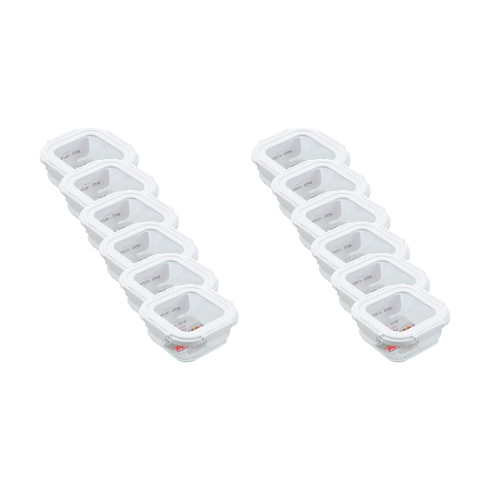 Lemon and Lime Yorkshire Fresh Lock Container Square 500ml Food Safe (12 Pack)
