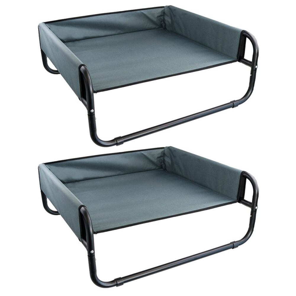 Paws and Claws 56cm Heavy Duty Elevated Walled Dogs/Pets Durable Bed Small Grey (2 Pack)