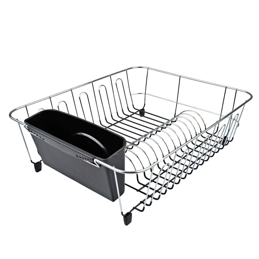 4581bk-d-line-chrome-pvc-large-dish-drainer-w-caddy-black