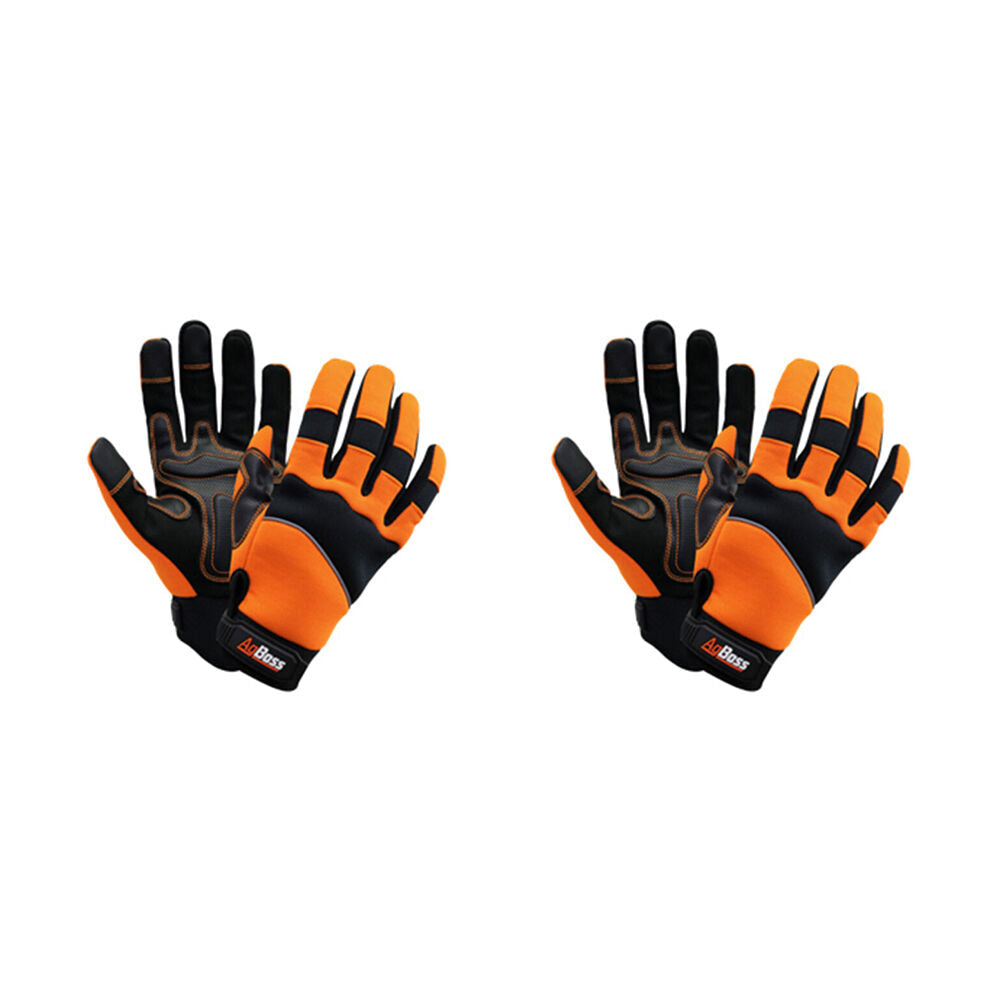 Agboss Premium Flexible Work Glove w/ Wrist Strap Black and Orange Medium (2 Pack)