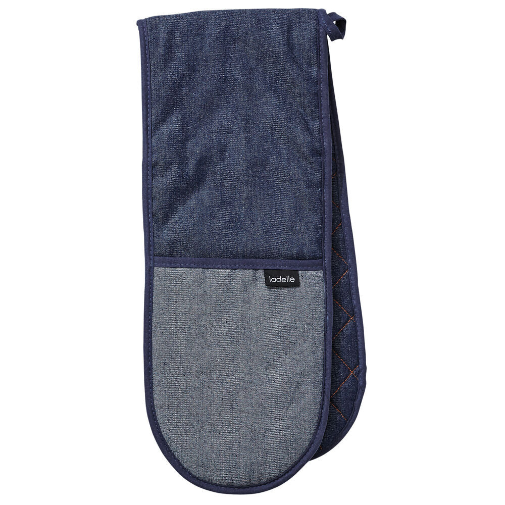 Ladelle Double Oven Mitt/Mittens Kitchen Cooking/Baking 17x89cm Denim Blue (2 Pack) — image 2