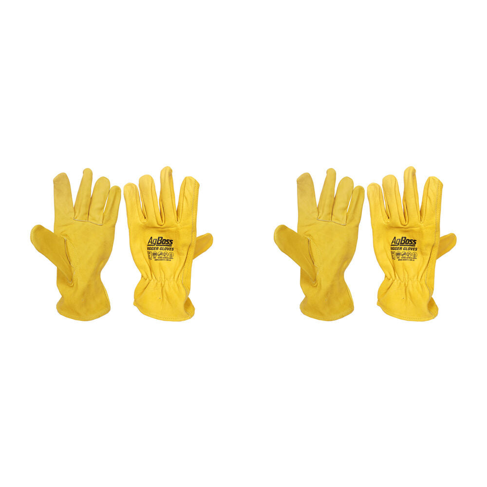 Agboss Rigger Superior Grade Leather Work Gloves Yellow Large (2 Pack)