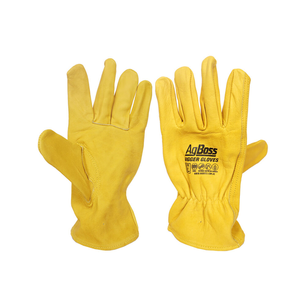 Agboss Rigger Superior Grade Leather Work Gloves Yellow Large (2 Pack) — image 2