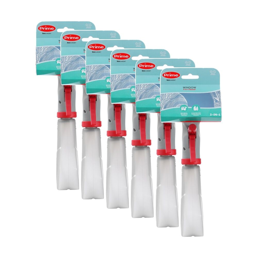 Boxsweden Prime Window 3 In 1 Cleaner Sturdy Squeegee for Cleaning (6 Pack)