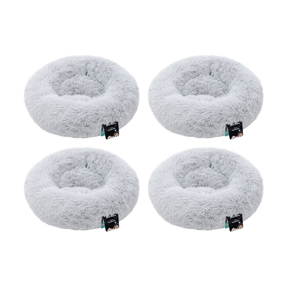 Paws and Claws Round Bed Small 50x50x15cm Super Plush Washable Assorted (4 Pack)