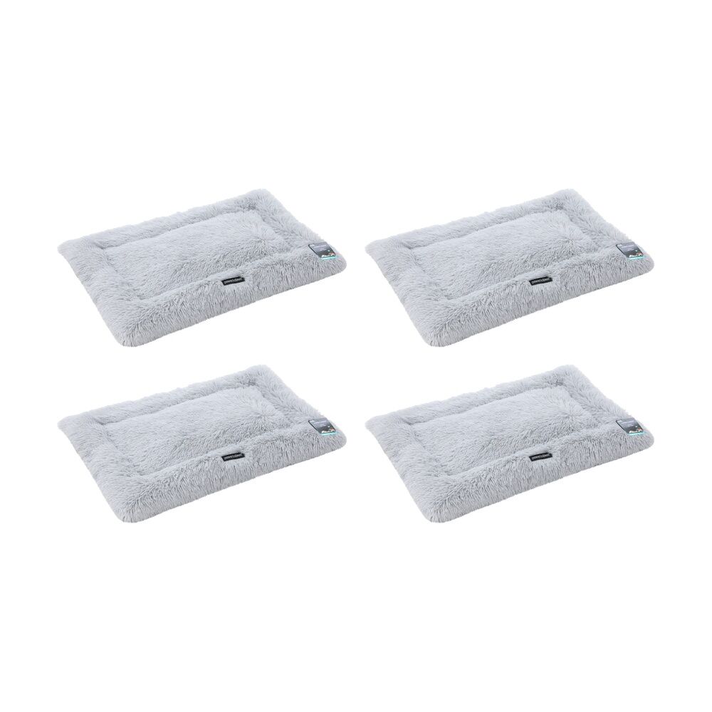 Paws and Claws Pet Mat Large 90x60x4cm Light Grey Super Plush Washable (4 Pack)