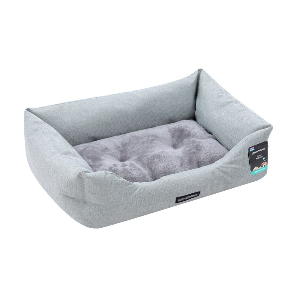 Paws and Claws Walled Pet Bed Medium 70x50x21cm High Walls Light Grey