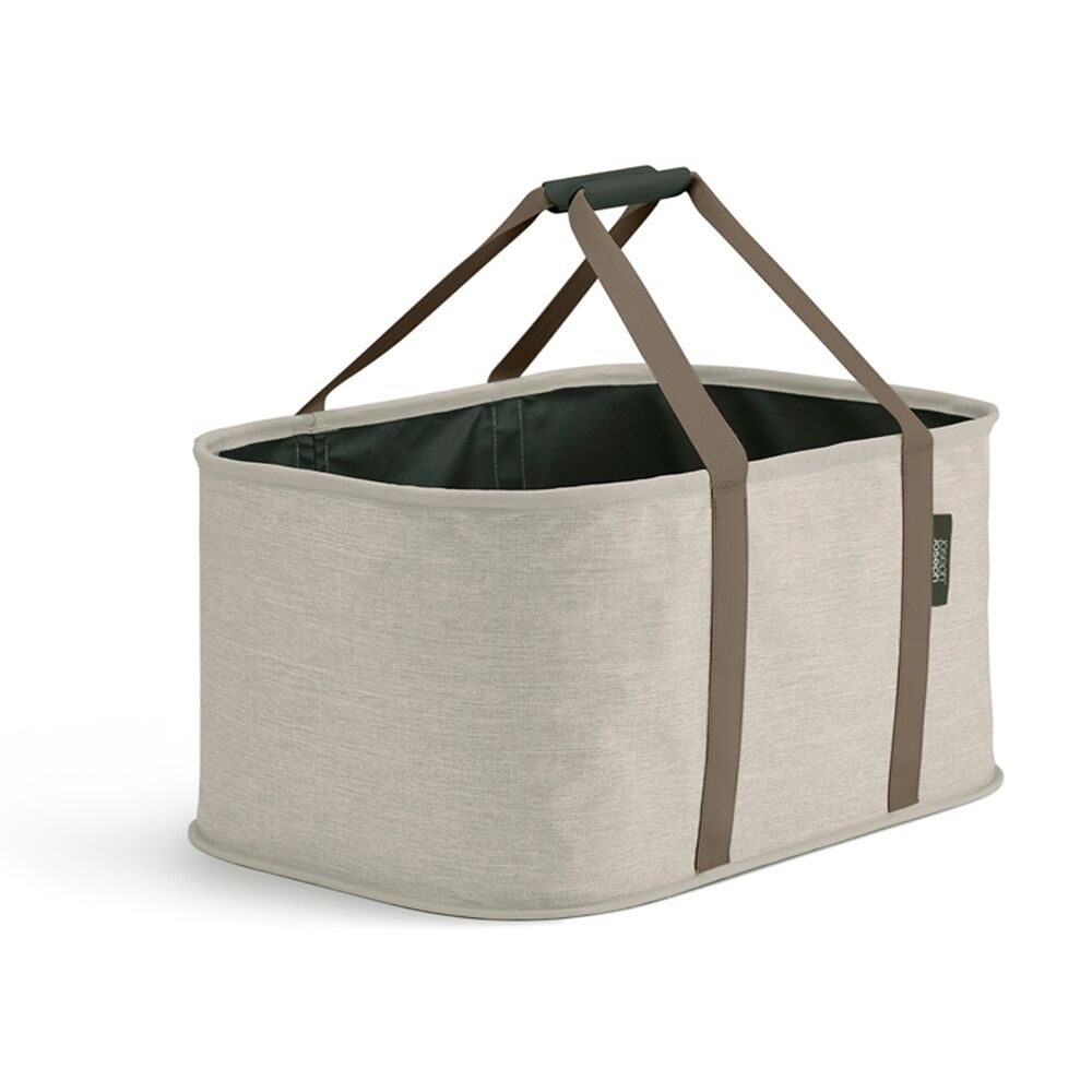 Joseph Joseph Hold-All Collapsible Laundry Washing Basket With Handles Cream-Brown