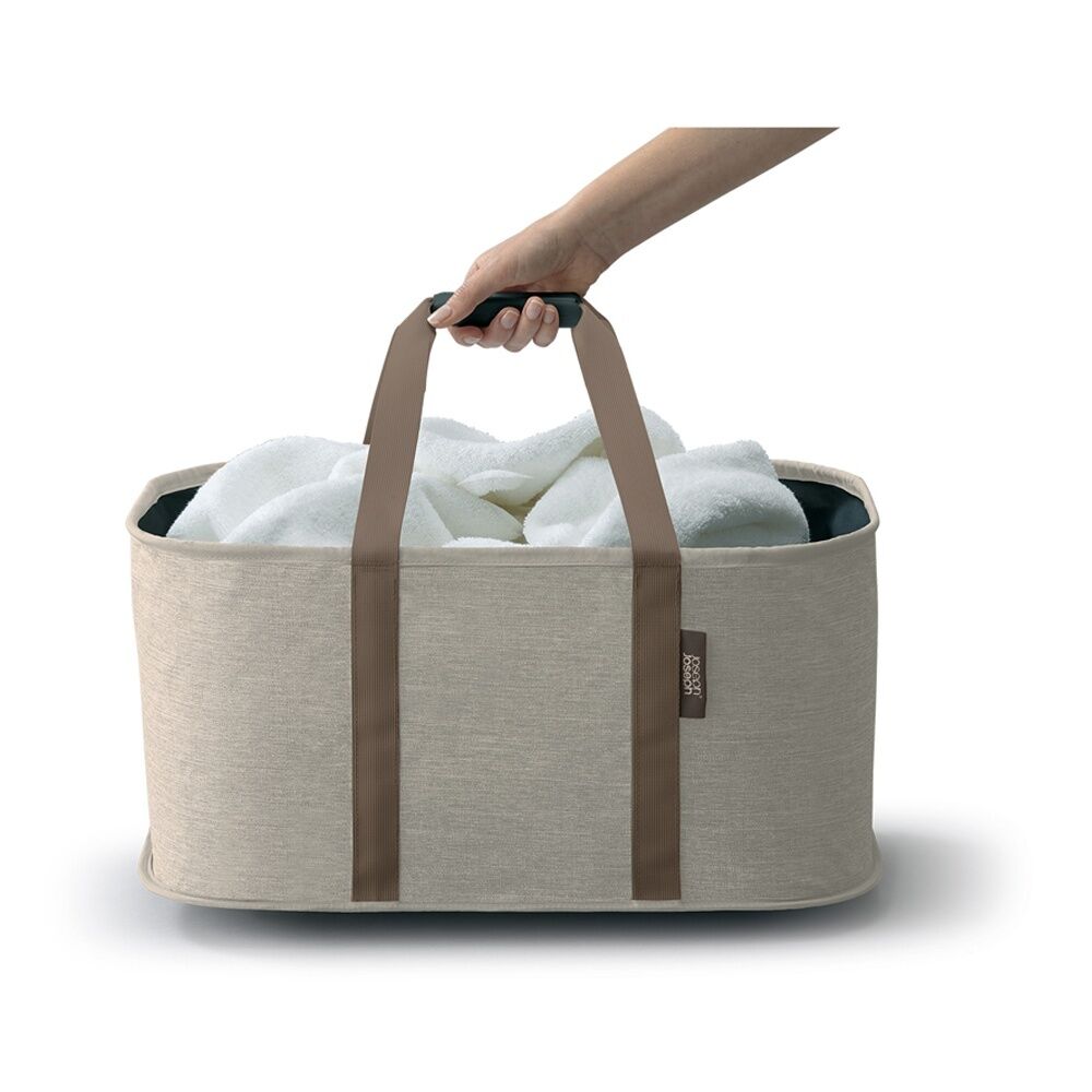 Joseph Joseph Hold-All Collapsible Laundry Washing Basket With Handles Cream-Brown — image 2