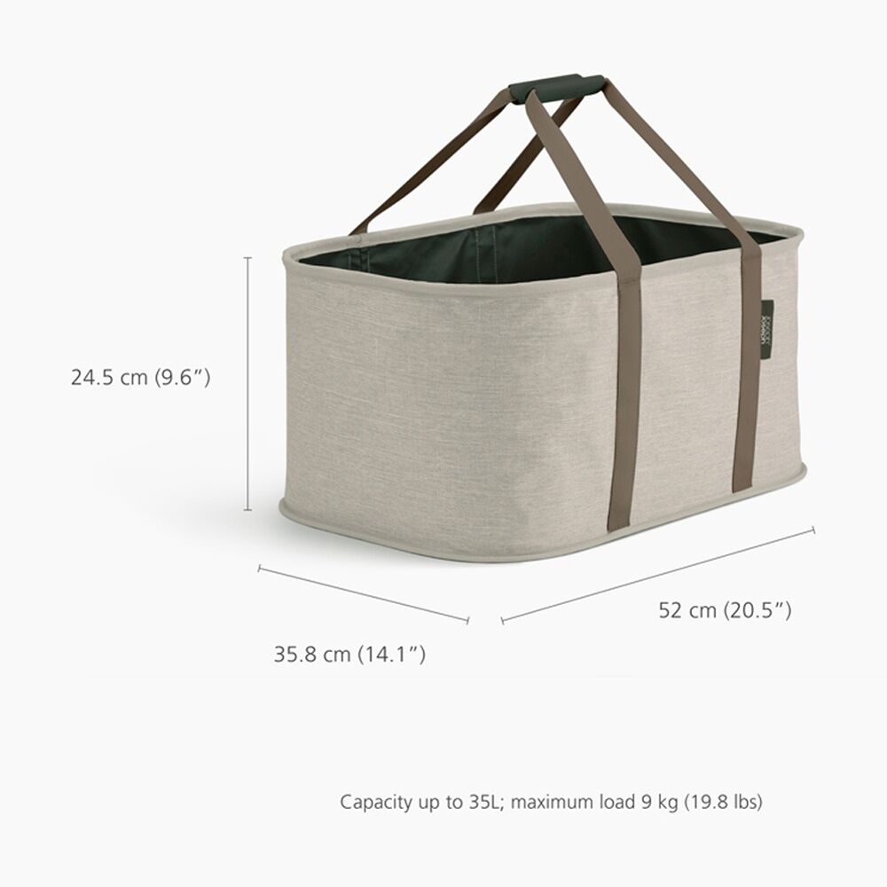 Joseph Joseph Hold-All Collapsible Laundry Washing Basket With Handles Cream-Brown — image 4