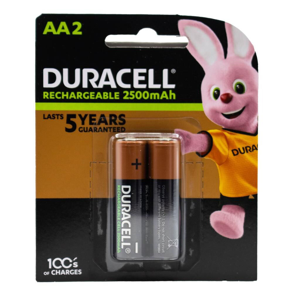 Duracell AA Size Alkaline Battery Pack 2500mAh Rechargeable Batteries (2 Pieces)