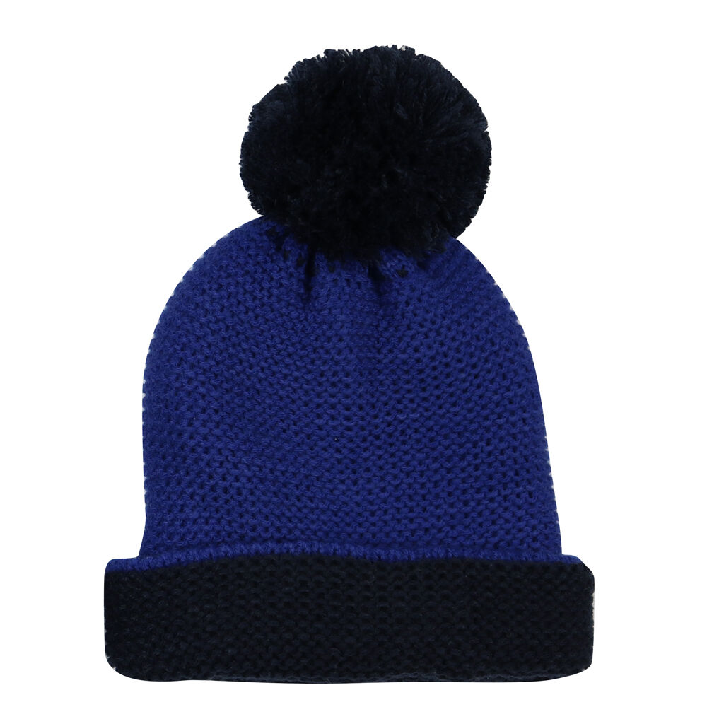Foote Street Two Tone Beanie With Pom Pom For Kids S/M - Blue 7Y-10Y